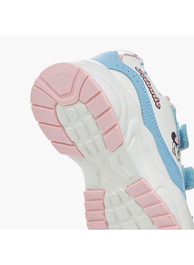 Disney Girls Minnie Mouse Print Sneakers with Hook and Loop Closure - Image 5