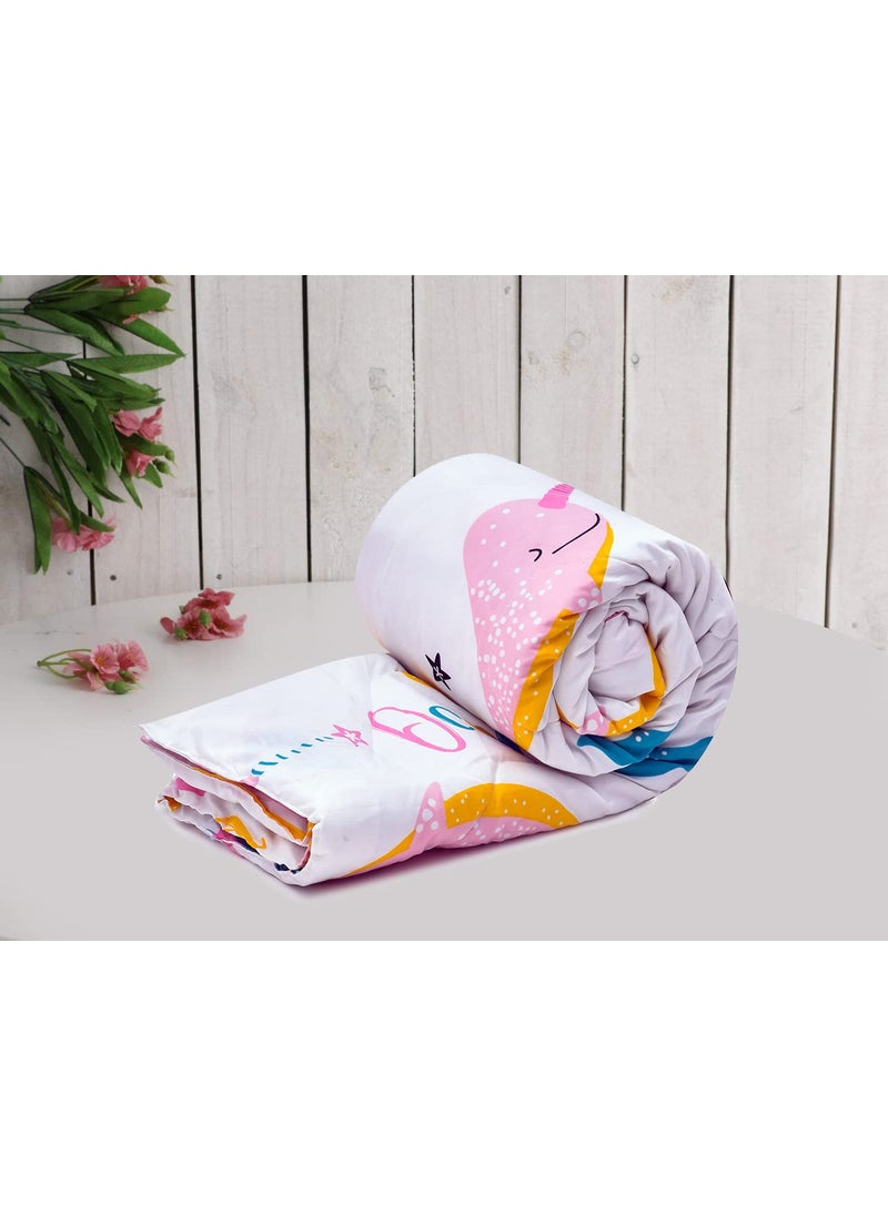 COZY FURNISH COZY FURNISH Babies Kids Super Soft All Season Use Reversible Kids Comforter Blanket 150 GSM08 YearsSize L60 Inches W 45 Inches cotton pink yellow  - Image 1