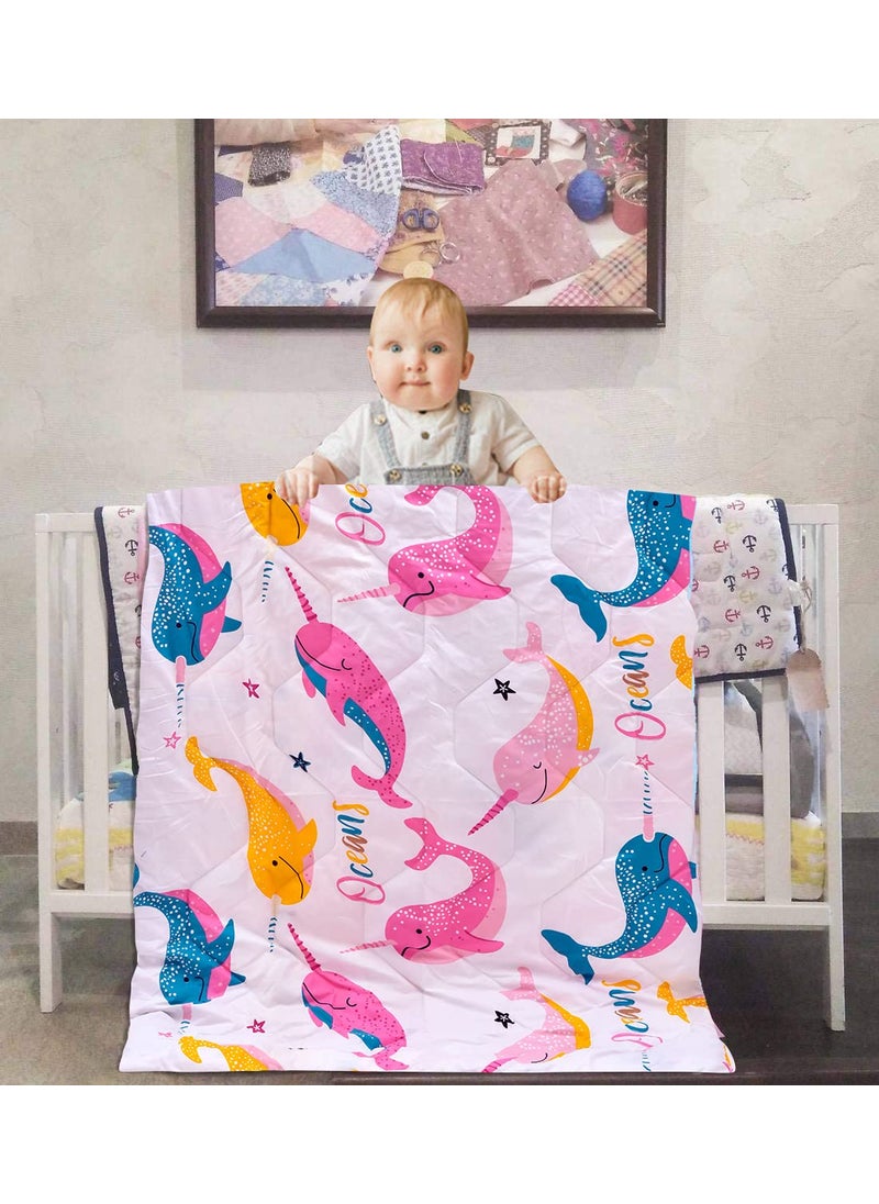 COZY FURNISH COZY FURNISH Babies Kids Super Soft All Season Use Reversible Kids Comforter Blanket 150 GSM08 YearsSize L60 Inches W 45 Inches cotton pink yellow  - Image 2