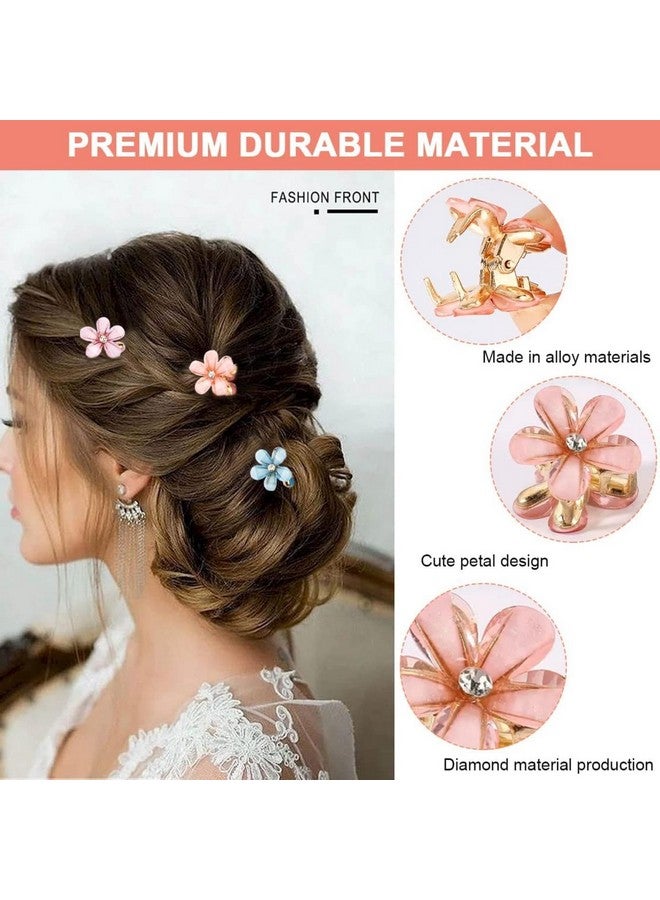 DN Creation Set of 10 Pearl Mini Metal Flower Design Hair Claw Clip Clutcher Barrettes for Women and Girls - Image 5