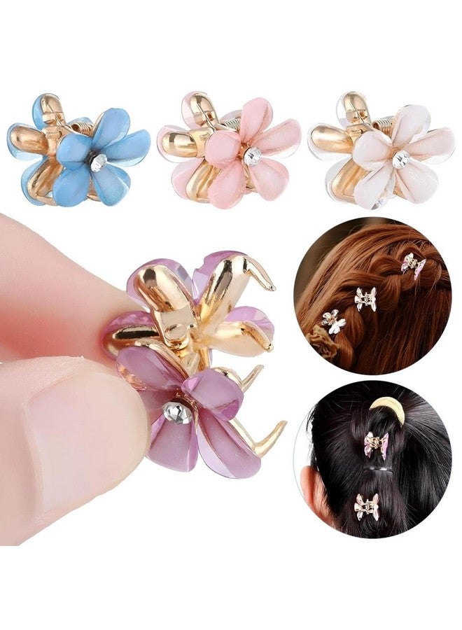 DN Creation Set of 10 Pearl Mini Metal Flower Design Hair Claw Clip Clutcher Barrettes for Women and Girls - Image 3