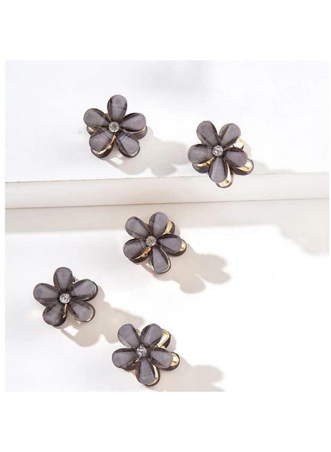DN Creation Set of 10 Pearl Mini Metal Flower Design Hair Claw Clip Clutcher Barrettes for Women and Girls - Image 4