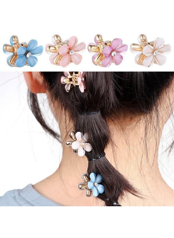 DN Creation Set of 10 Pearl Mini Metal Flower Design Hair Claw Clip Clutcher Barrettes for Women and Girls - Image 2