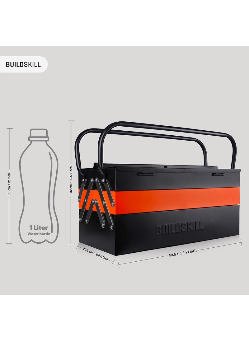 BUILDSKILL Buildskill 21 Metal tool box for home 5Cabinet tools box kit Rust resistant Sturdy Round handle Secure lock Garage tool box empty DIY Big Size Repair ToolBox Ideal for home use  - Image 3