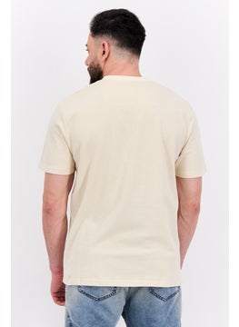 Threadbare Men Crew Neck Short Sleeves Textured Lesley T-Shirt, Beige  - Image 4