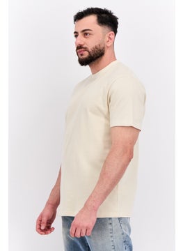 Threadbare Men Crew Neck Short Sleeves Textured Lesley T-Shirt, Beige  - Image 2