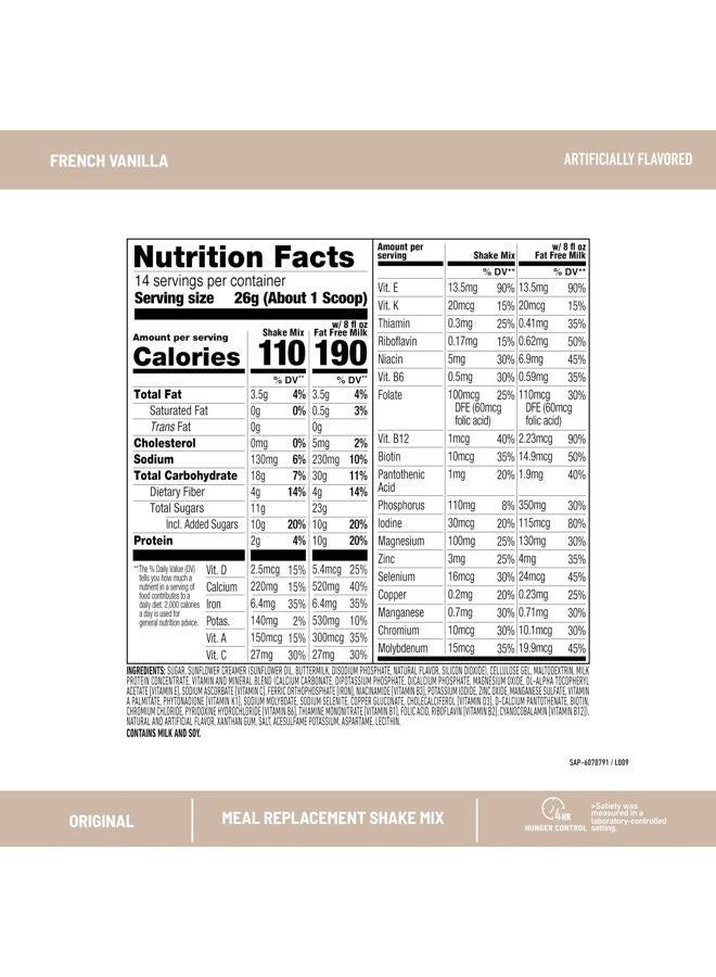 SlimFast Meal Replacement Powder, Original French Vanilla, Weight Loss Shake Mix, 10g of Protein, 14 Servings (Pack of 3) - Image 3