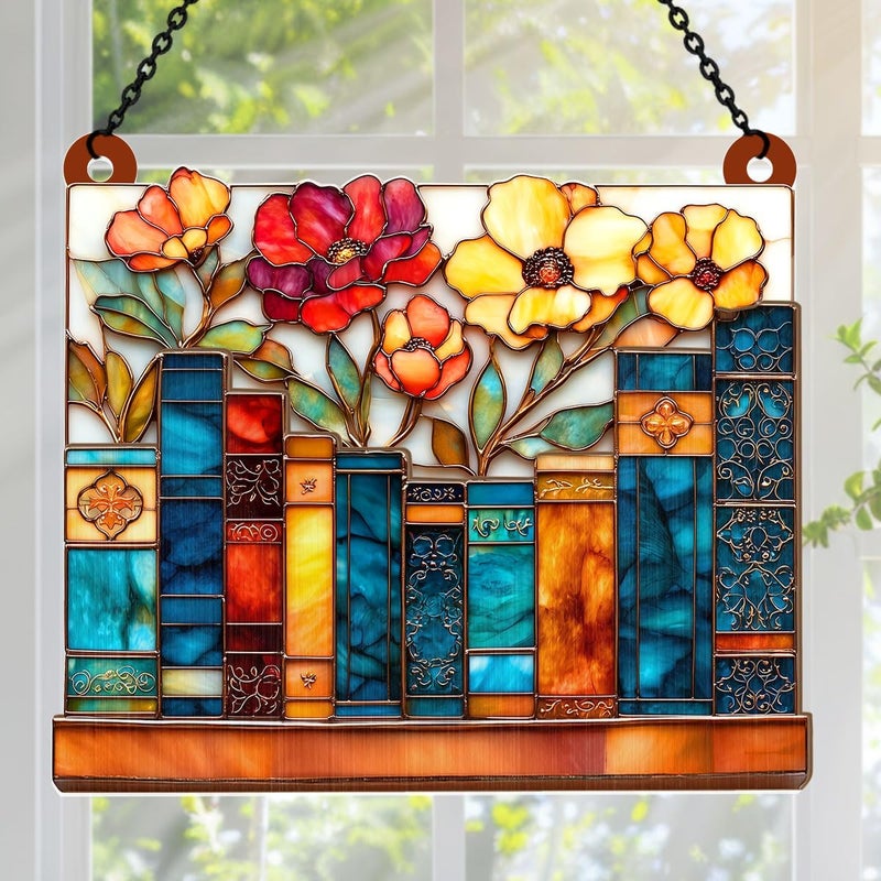 Jesuspirit - Window Hanging Suncatcher – Crystal Clear Acrylic & Wood Sun Catcher for Home Decor, for Women (The Floral Library, 6 Inches) - Image 2