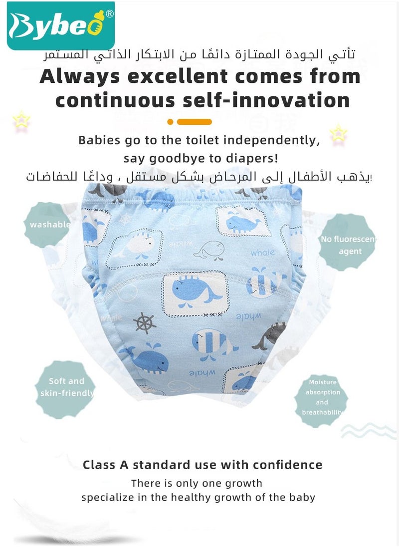 Bybeo - 5 Piece Potty Training Underwear, 6 Layers Breathable Cotton Absorbent Trainer Pants for Toddler Baby Boys Girls Waterproof, M - Image 1