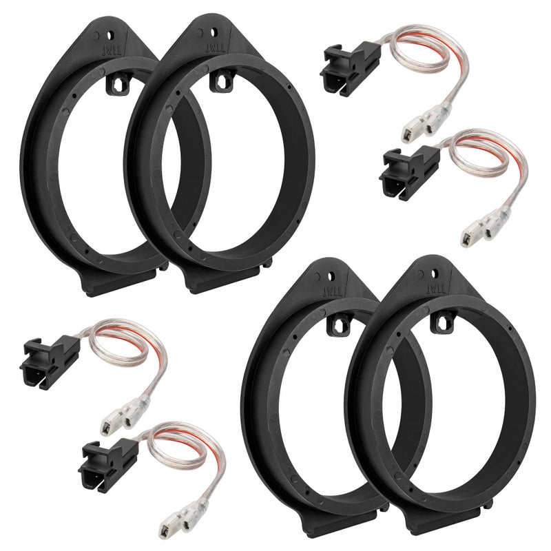 RED WOLF 4PCS 6.5 Inch Speaker Adapter Spacer Ring w/Speaker Wiring Harness Plug Replacement for GMC Sierra/Chevy Silverado/Buick 1995-2012, Cadillac 1988-1999 Aftermarket Door Speaker Bracket Kit - Image 1