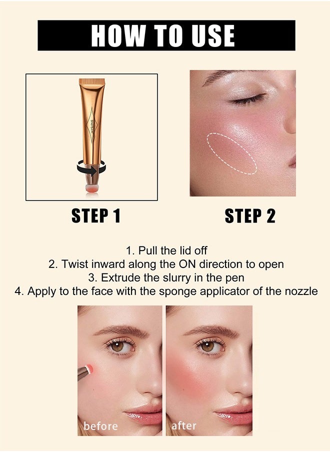 Jaysuing Multi Functional Make Up Pen,Blush Beauty Wand, Liquid Face Blush with Cushion Applicator, Silky Smooth Cream Natural Matte Finish, Blush Stick Makeup for Cheek Lip eye, Cruelty-free(Peach Pink)  - Image 3