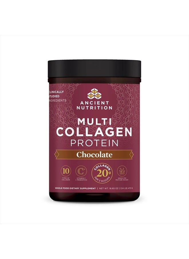 Ancient Nutrition - Collagen Powder Protein, Multi Collagen Chocolate Protein Powder, 45 Servings, with Vitamin C, Hydrolyzed Collagen Peptides Supports Skin and Nails, Gut Health, 16.65oz - Image 1