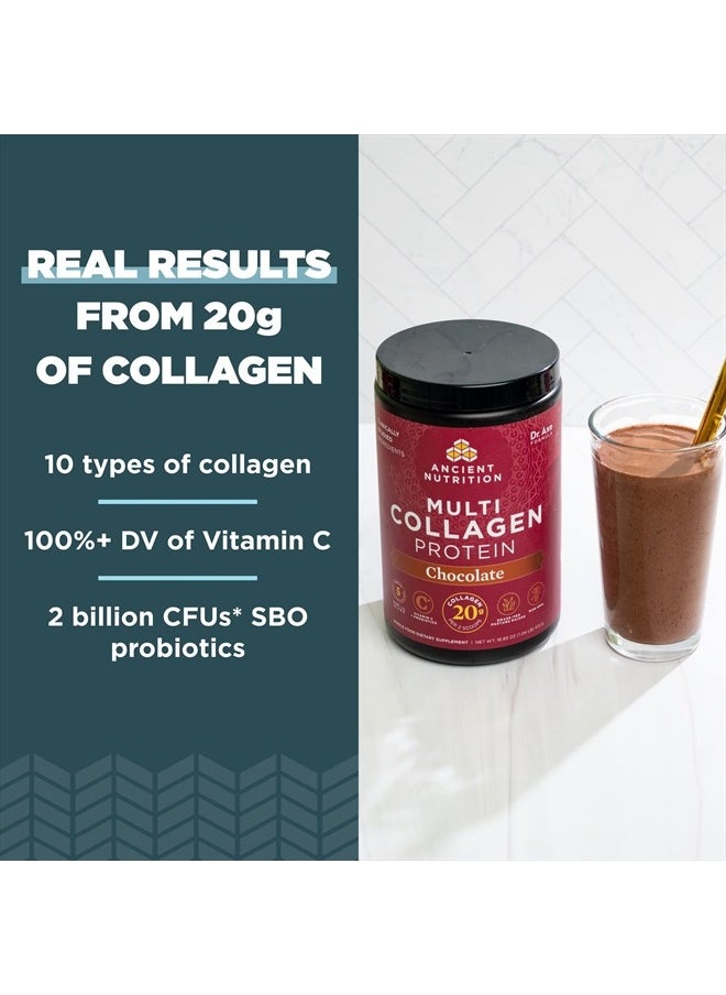Ancient Nutrition - Collagen Powder Protein, Multi Collagen Chocolate Protein Powder, 45 Servings, with Vitamin C, Hydrolyzed Collagen Peptides Supports Skin and Nails, Gut Health, 16.65oz - Image 1