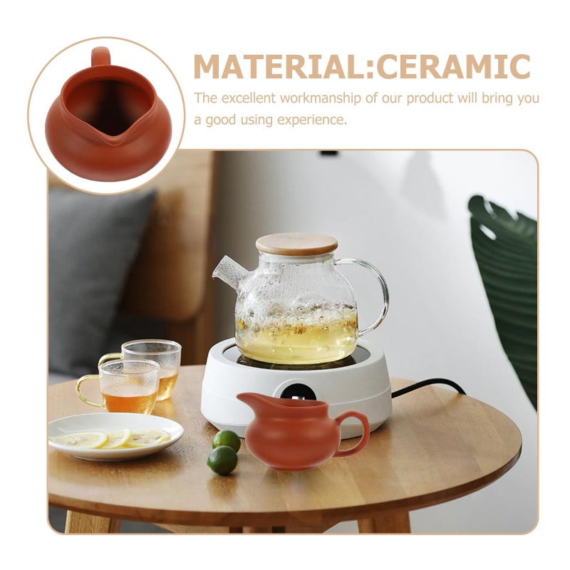 Ceramic Milk Pouring Jug And Cup Set Small Red Beverage Dispenser For Kitchen - Image 4