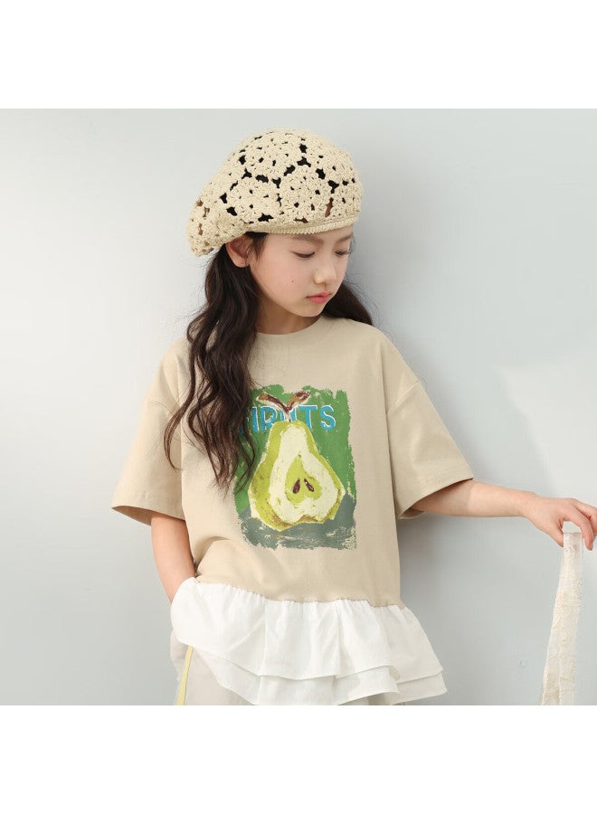 Luson Chen Da Zhu Children's Clothing, Girls' Short-sleeve T-shirt, Summer New Stylish Children's Ruffle Top Trendy - Image 3