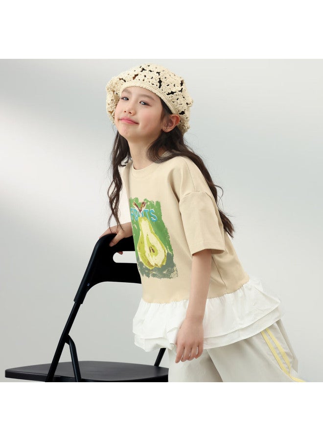 Luson Chen Da Zhu Children's Clothing, Girls' Short-sleeve T-shirt, Summer New Stylish Children's Ruffle Top Trendy - Image 4
