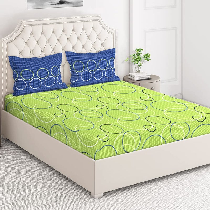 Layers Portland 100 Cotton Bedsheet Set for All Seasons Lightweight Moisture Absorbent Machine Washable Easy to Care Gift for Housewarming More 104 TC Queen Size Light Green - Image 2