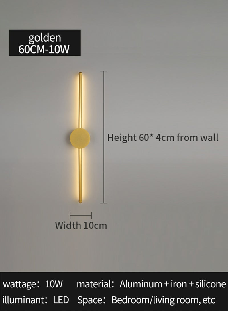 لوبيتيز مصباح الجدار الداخلية الحديثة 10W LED مصباح الجدار ، غرفة نوم غرفة المعيشة الممر مصباح الجدار الذهبي ( اللون : درجة الحرارة ثلاثي الألوان ، الحجم : 60 سم ) - Image 2