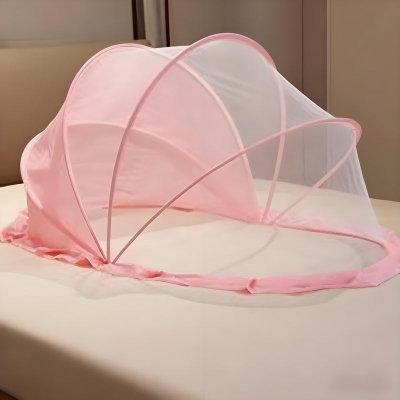 general Folding baby mosquito net, sleeping mosquito net, insect-proof crib net, portable bed tent for 0-5 years old baby, suitable for crib, carpet, crawling mat, safe and easy to use (125 x 65 x 65cm, red) - Image 1