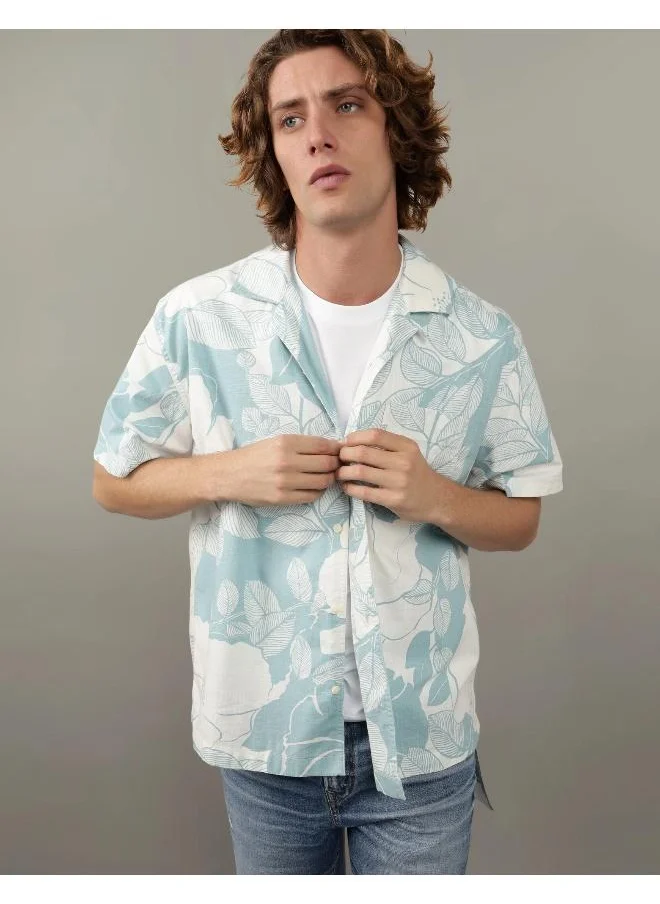 American Eagle Ae Floral Button-Up Poolside Shirt