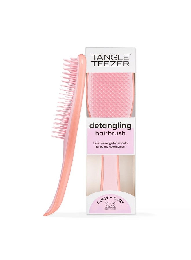 Tangle Teezer Ultimate Detangler Naturally Curly Hair Brush, Dry & Wet Hairbrush, Reduces Frizz & Breakage, for 3C to 4C Curly Hair Types, Pink Mango - Image 1