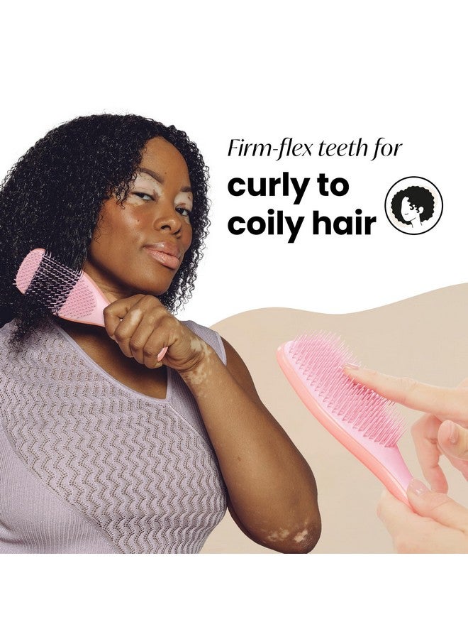 Tangle Teezer Ultimate Detangler Naturally Curly Hair Brush, Dry & Wet Hairbrush, Reduces Frizz & Breakage, for 3C to 4C Curly Hair Types, Pink Mango - Image 3