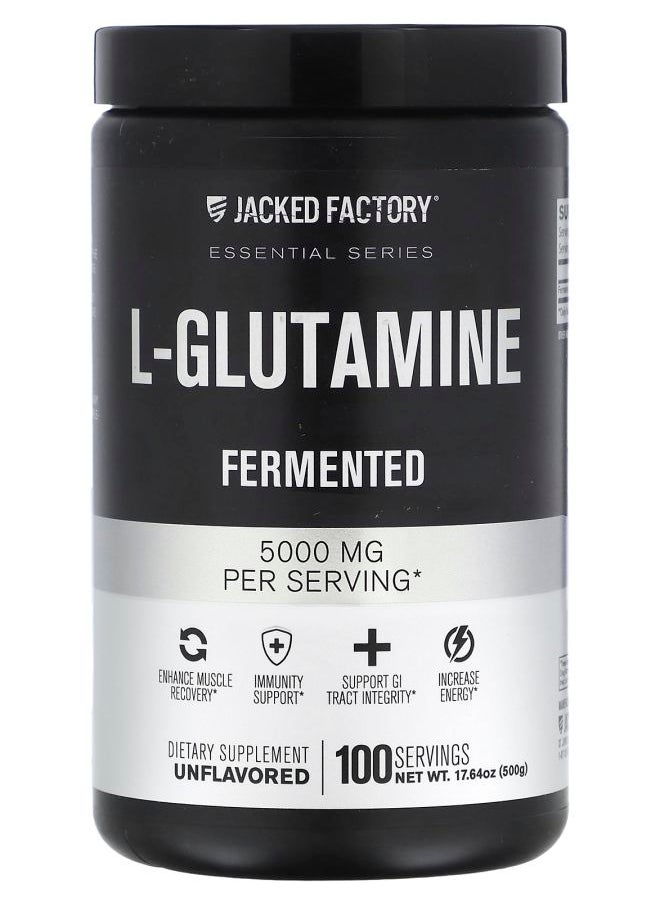 Jacked Factory Essential Series L-Glutamine Fermented Unflavored 17.64 oz (500 g)  - Image 1