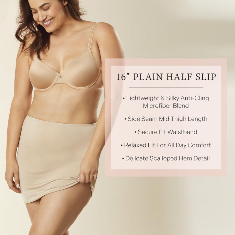 Jones New York womens Silky Touch 16 Anti-cling Above Knee Half Slip, Nude, Large US - Image 2