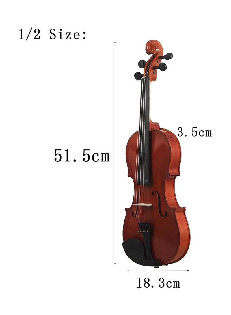 Violin Natural Color Basswood Violin Beginner Practice Bright Light Popular Violin Children Adult Violin Violin Set (Size : 1/2)