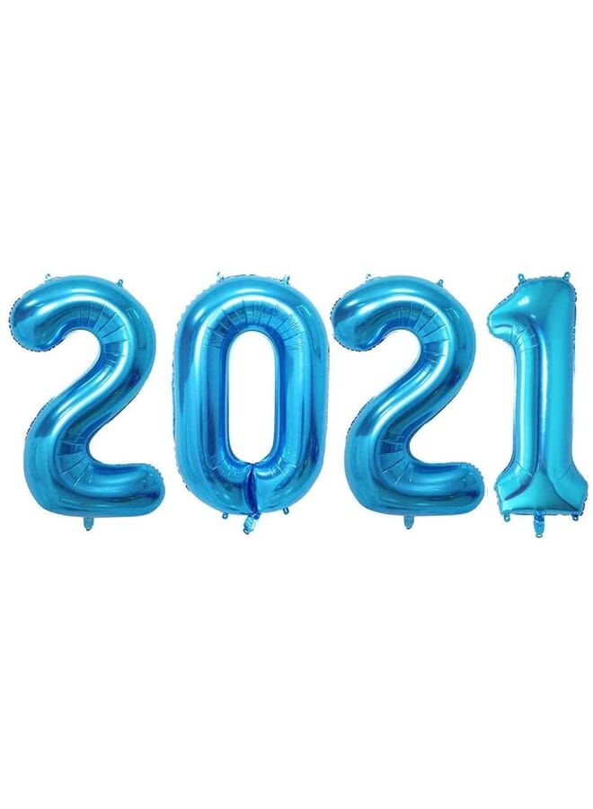 Party Time 2021 Foil Balloons Blue For New Years Decorations Small 16 Inch | New Years Eve Party Supplies 2021 Blue | Happy New Year Decorations 2021 | Blue Nye Decorations 2021 4 Pcs
