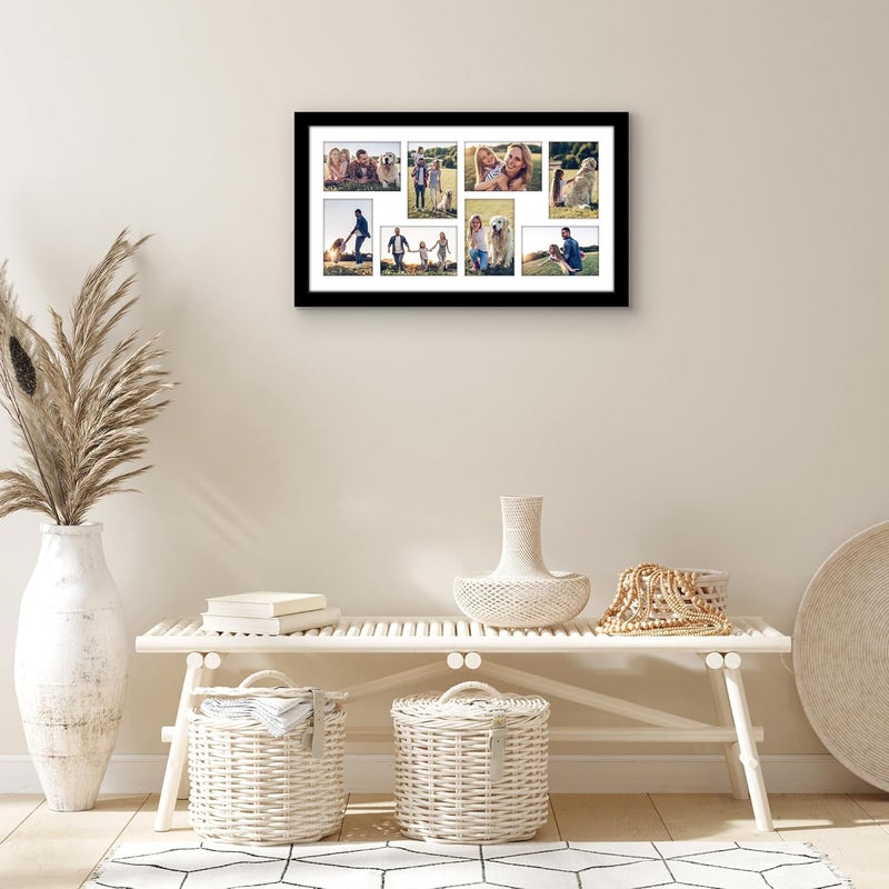 Americanflat 4x6 Collage Picture Frame with Polished Plexiglass  Multi Picture Frames Fit Eight 4x6 Photos or Use as One 12x22 Frame for Wall Display  Signature Collection  Black - Image 5
