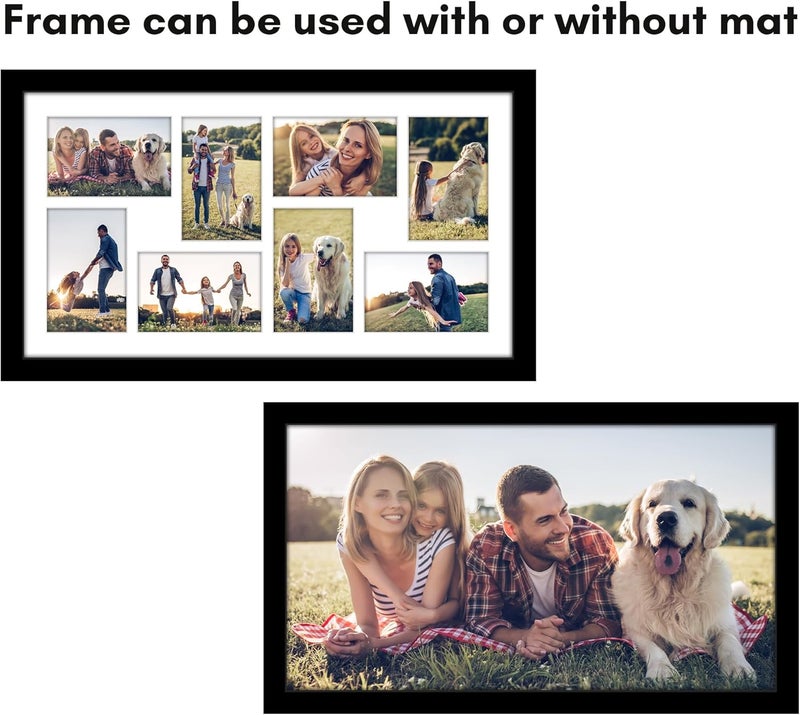 Americanflat 4x6 Collage Picture Frame with Polished Plexiglass  Multi Picture Frames Fit Eight 4x6 Photos or Use as One 12x22 Frame for Wall Display  Signature Collection  Black - Image 4