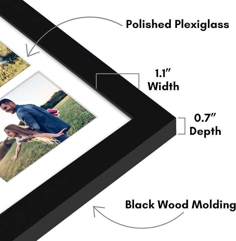 Americanflat 4x6 Collage Picture Frame with Polished Plexiglass  Multi Picture Frames Fit Eight 4x6 Photos or Use as One 12x22 Frame for Wall Display  Signature Collection  Black - Image 3