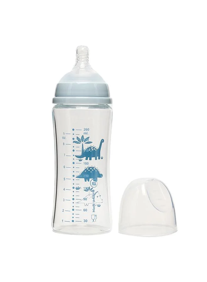 Babies & More Babies & More Baby Blue Wide Neck Glass Feeding Bottle 260ml/9oz