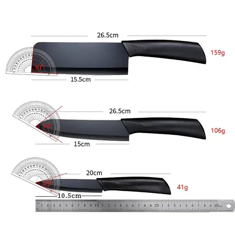 INKULTURE Stainless Steel Kitchen Knife Set, Meat Knife,Professional Chef’s Knife Set, Sharp Blade with Ergonomic Handle for Home Kitchen and Restaurant | Pack of 03 | Black - Image 4