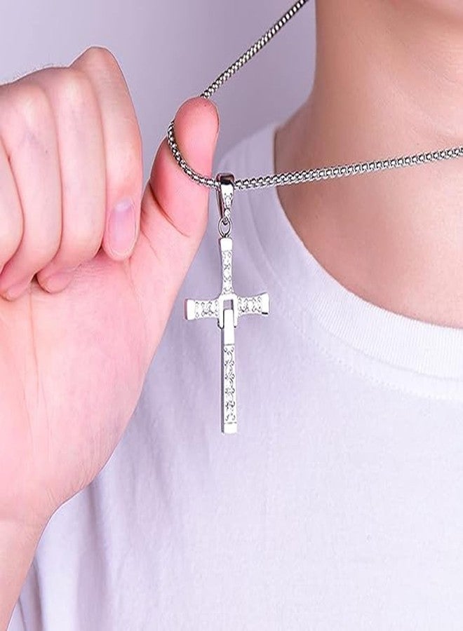 Aeenioy 2 Cross Chains for Men, Holy Cross Pendant Necklace Set, Jesus Cross Chain, Christian Jewelry Gift, Accessories (Silvery+Golden) - Image 5