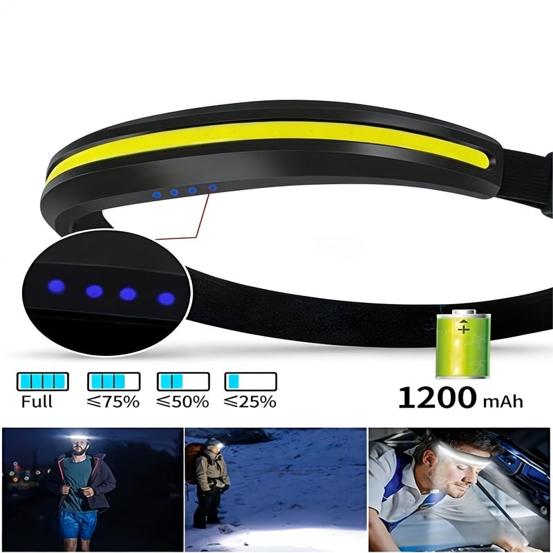 مصباح أمامي LED من نوع COB قابل للشحن، قابل للتعديل، 4 أوضاع، شعاع عريض، تصنيف IPX4، قطعة واحدة - Image 4