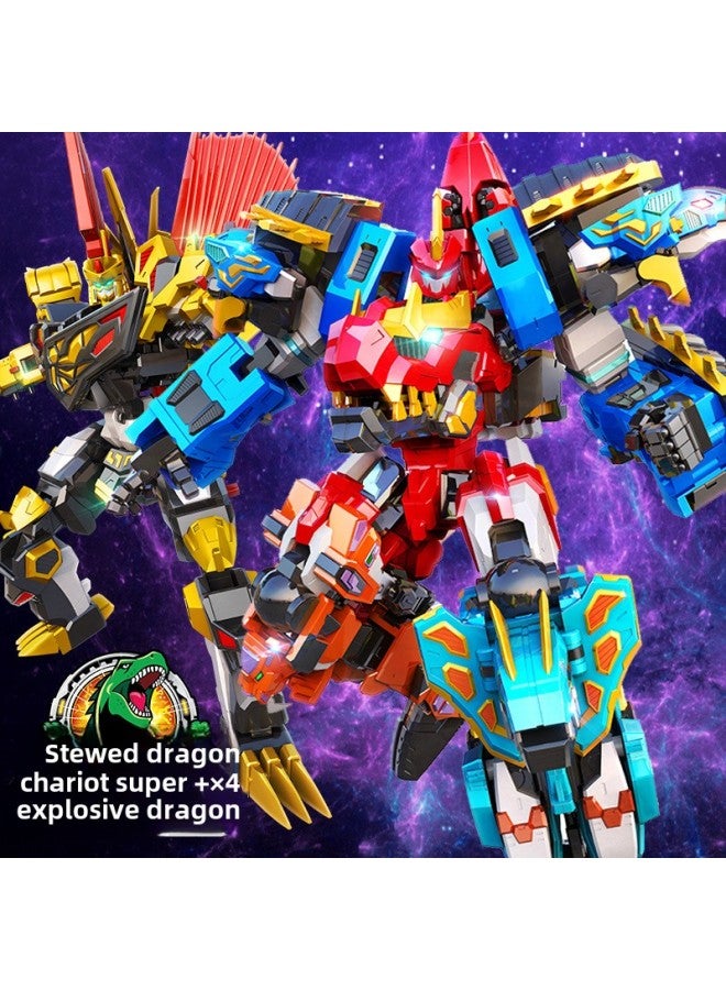 لعبة Heart Qi Blast Dragon Chariot X4 Boys Toy Tyrannosaurus Rex Novelty King Kong Super Fight Red Flame Overlord Dinosaur Deformation Robot - اللون: الإصدار الكلاسيكي 【الألماس Ankylosaur】 نوعان من التشوه - Image 4