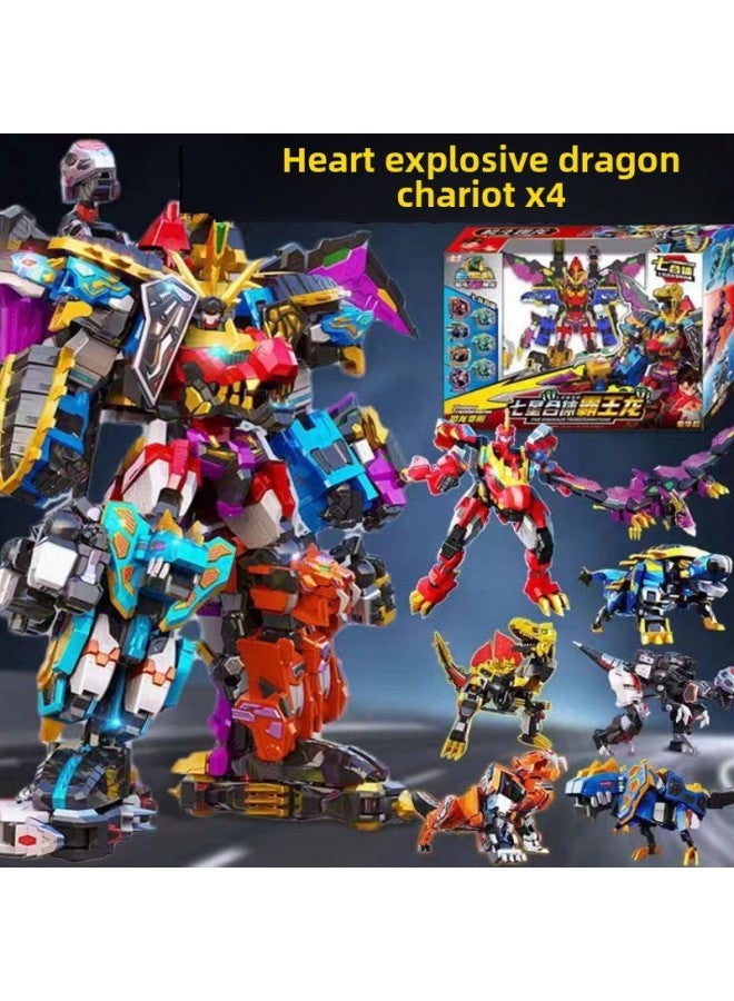 لعبة Heart Qi Blast Dragon Chariot X4 Boys Toy Tyrannosaurus Rex Novelty King Kong Super Fight Red Flame Overlord Dinosaur Deformation Robot - اللون: الإصدار الكلاسيكي 【الألماس Ankylosaur】 نوعان من التشوه - Image 2
