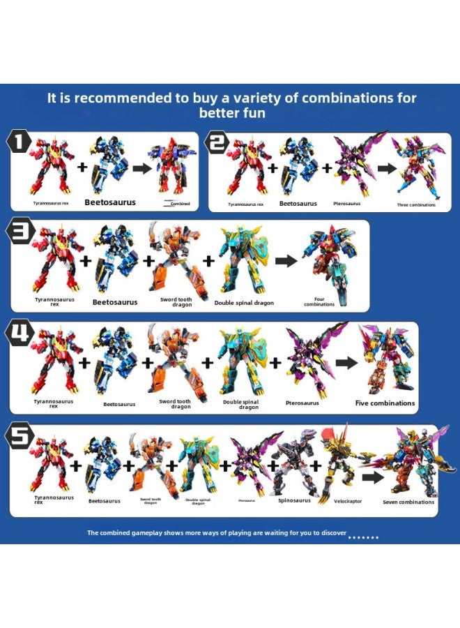 لعبة Heart Qi Blast Dragon Chariot X4 Boys Toy Tyrannosaurus Rex Novelty King Kong Super Fight Red Flame Overlord Dinosaur Deformation Robot - اللون: الإصدار الكلاسيكي 【الألماس Ankylosaur】 نوعان من التشوه - Image 5