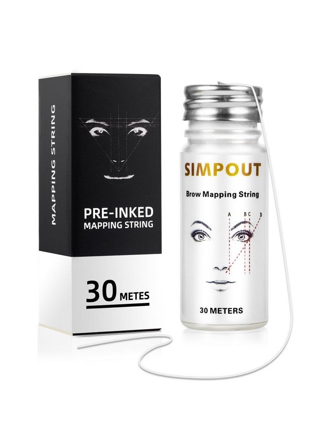 Simpout White Brow Mapping String - 30M Pre-inked Eyebrow Mapping String Thread for Henna Tinting and Permanent Makeup, Essential Brow Microblading Supplies - Image 1
