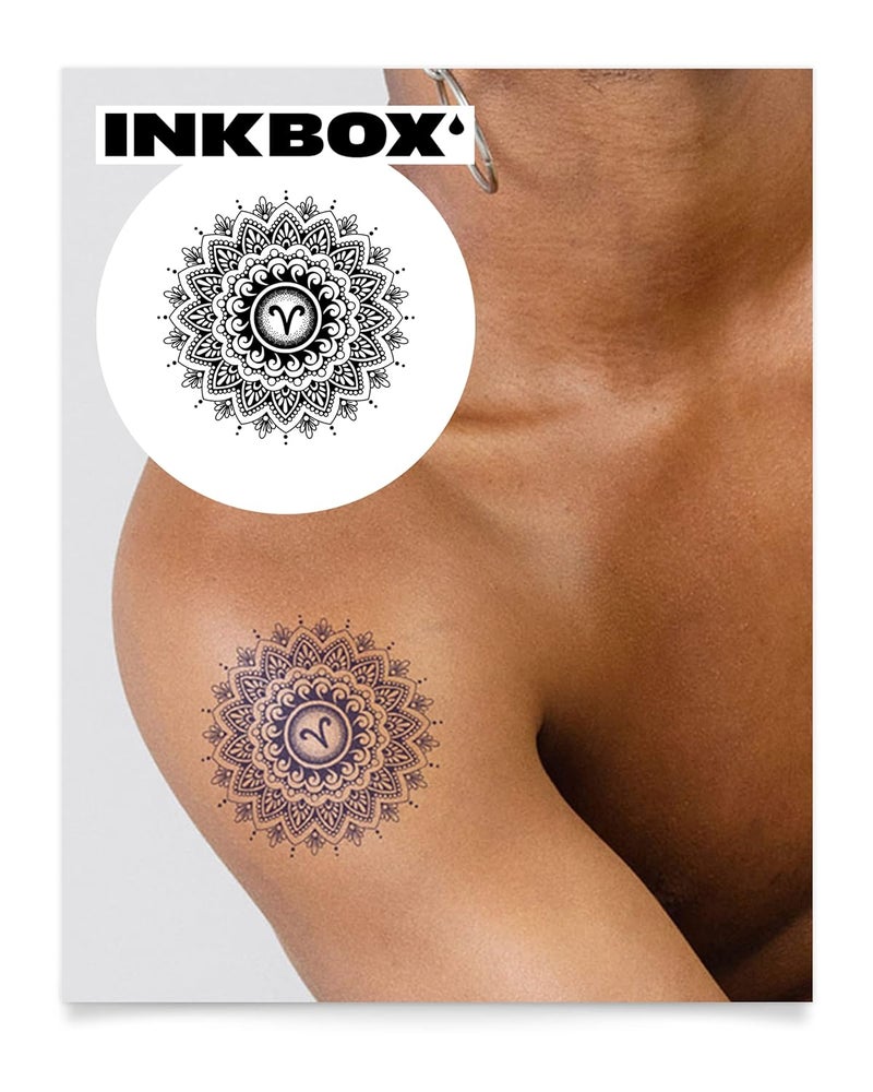 inkbox Inkbox Temporary Tattoos, Semi-Permanent Tattoo, One Premium Easy Long Lasting, Water-Resistant Temp Tattoo with For Now Ink - Lasts 1-2 Weeks, I Am Aries, 4 x 4 in 
