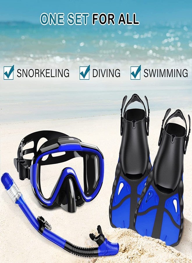 VBM Snorkeling Gear for Adults Snorkel Set Scuba Snorkel Mask + Foldable Diving Snorkel Tube + Adjustable Snorkeling Fins/Swimming Flippers Comes with Carry Bag and Waterproof Phone Bag (Blue) - Image 3