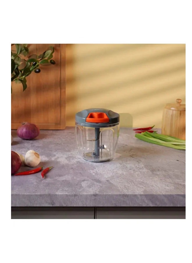 Arshia Manual Chopper 900ml – 5 Stainless Steel Blades, Mixing Paddle, Non-Slip Base, Ergonomic Handle, Food-Safe Plastic & Steel, Silver - Image 3