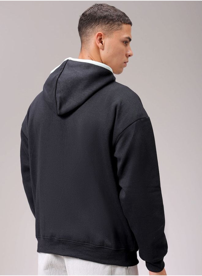 The Indian Garage Co Men Relaxed Fit Placement Print Overhead Hooded Sweatshirt  - Image 2