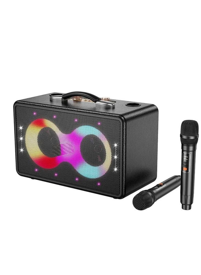 TIGER Portable Bluetooth Speaker with 60W Peak Power | Dual 15W Full-Range Drivers & 5W Tweeter | Dual Wireless Microphones | RGB Strobe Lights | 2×3000mAh Battery | USB-C Fast Charging | 6H Music / 8H Mic Playback | TF Card / USB / AUX Input | Reverb & Echo Control | Ideal for Parties, Karaoke, Events & Outdoor Use  - Image 1
