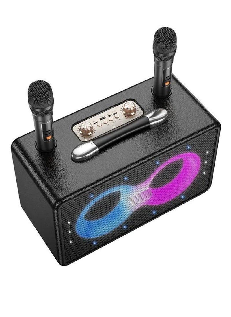 TIGER Portable Bluetooth Speaker with 60W Peak Power | Dual 15W Full-Range Drivers & 5W Tweeter | Dual Wireless Microphones | RGB Strobe Lights | 2×3000mAh Battery | USB-C Fast Charging | 6H Music / 8H Mic Playback | TF Card / USB / AUX Input | Reverb & Echo Control | Ideal for Parties, Karaoke, Events & Outdoor Use  - Image 2