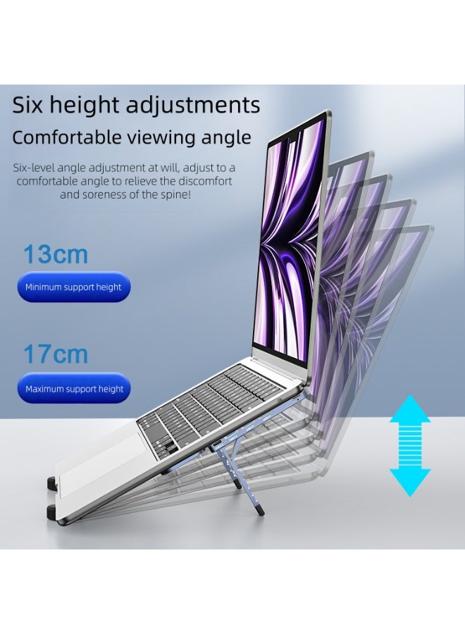 PINDOWS Laptop with 4-port hub foldable computer stand, aluminum alloy adjustable height laptop stand with ergonomic eye-level alignment, compatible with 10-17 inch laptops - Image 2