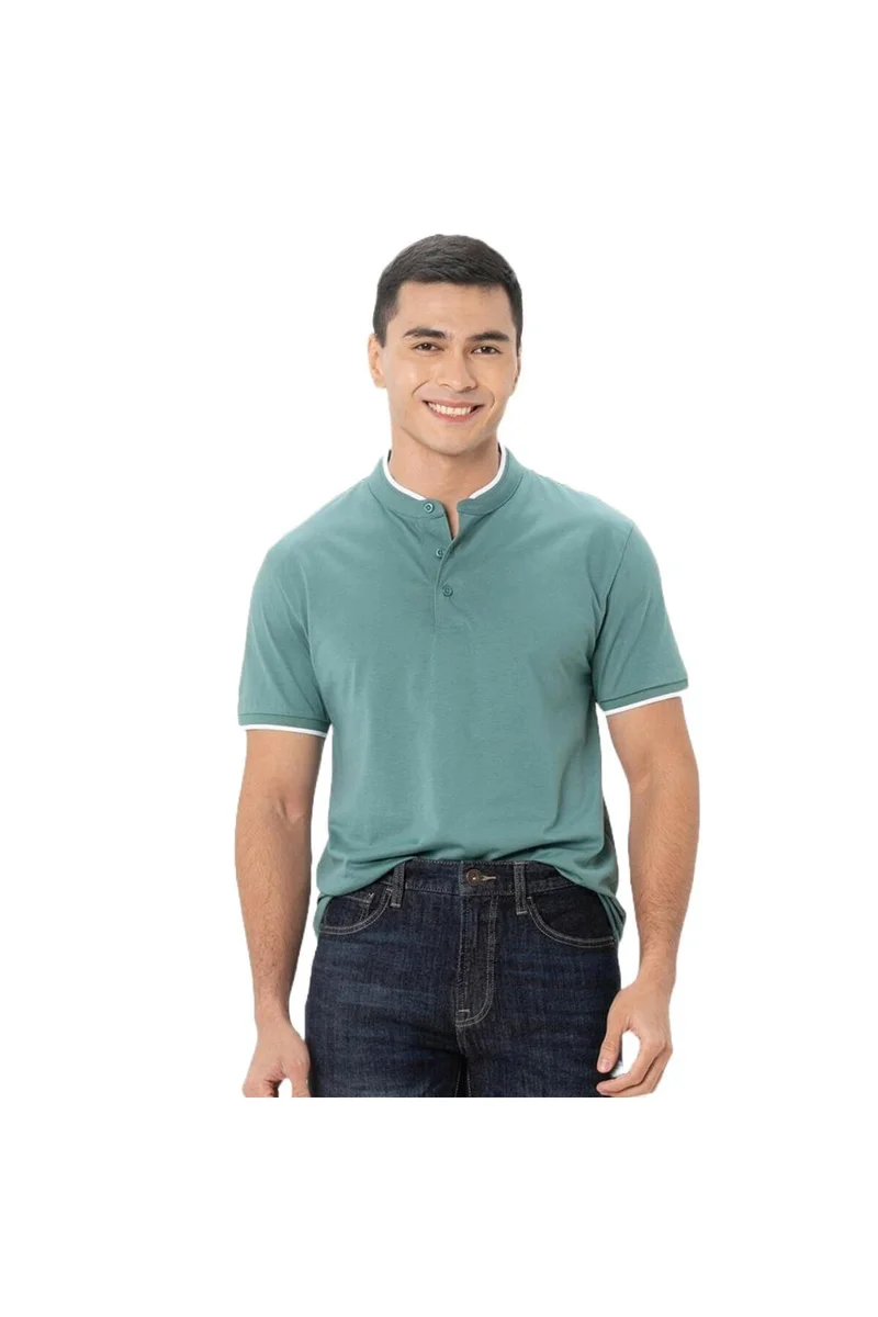 جيوردانو تي شيرت رجالي قطن أخضر بقصة ضيقة