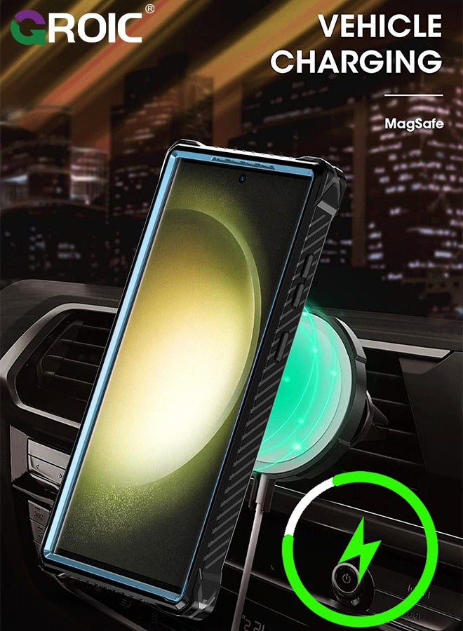 GROIC For Samsung Galaxy S24 Ultra 6.8 Inch Case with Kickstand Drop Phone Case with 360° Rotate Magnetic Ring Stand for Galaxy S24 Ultra 6.8 Inch - Image 3